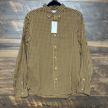 Old Navy Everyday Gingham Shirt Flex Med Slim Fit Plaid Long Sleeves But... - $12.85