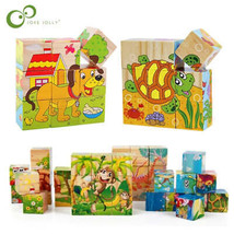 Free Shipping Children Wooden Cartoon Animal Puzzle Toys 6 Sides Wisdom Jigsaw E - £15.00 GBP