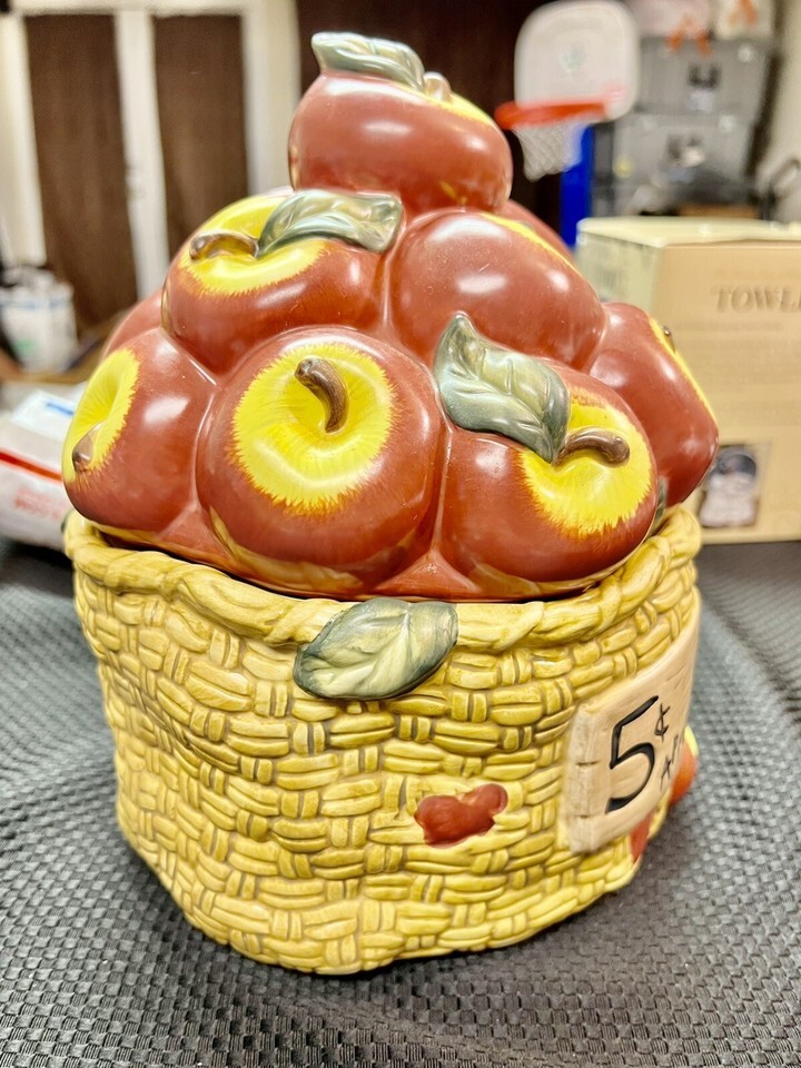 Cute 5 Cent Apples Cookie Jar Canister Apples By Elements Item image 4