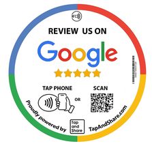 Tap and Share Large 4 Inch 10cm Contactless NFC One Touch &#39;Review us on Google&#39;  - £16.00 GBP