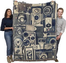 Thomas Brown&#39;S Vintage Cameras Blanket (72X54) Is A Woven Cotton Throw That - £61.31 GBP