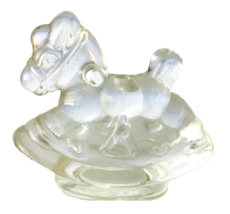 Miniature Clear Glass Rocking Horse Figurine Curio Shelf Candle Holder 2.5&quot; - $9.74