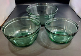Vintage Anchor Ovenware Set of 3 Forest Green Mixing Bowls - 2.5 qt 1.5q... - $39.59