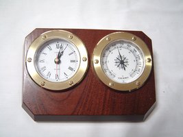 Vintage Linden Wooden Quartz Clock, Thermometer Desk Clock - $29.99