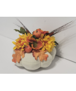 Cream Fabric Pumpkin Orange Fall Floral Arrangements Home Centerpiece Decor - $17.68 CAD