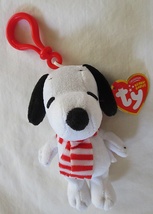 Ty Beanie Baby Peanuts Winter Snoopy Plush Key Clip - £19.62 GBP