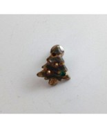 Vintage Colorful Christmas Tree Gold Tone Lapel Hat Pin - $8.42