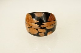 Artisan Handcrafted Dichroic Glass Jewelry Dome Ring Copper Brown Size 5.5 - £11.81 GBP
