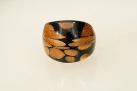 Artisan Handcrafted Dichroic Glass Jewelry Dome Ring Copper Brown Size 5.5 - $14.84