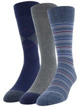 George Men&#39;s Fashion Crew Dress Socks 3 Pair Shoe Size 6-12  Blue Stripe... - £10.84 GBP