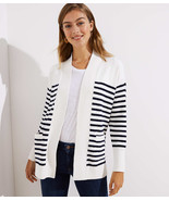 LOFT Striped Open Pocket Cardigan Whisper White New - $567.66 MXN
