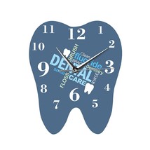 Dental Words Tooth Shaped Wall Clock Dentist Professional Wall Watch Decorative  - £32.61 GBP