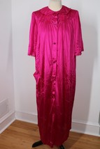 Vtg Nancy King L Pink Satin Button-Front Robe House Dress Lingerie - £27.65 GBP