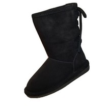 Bearpaw Phyllis Boots Youth 13 Black Suede Leather Wool Blend Lined Girls Kids - £18.68 GBP