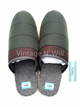 Toms Shoes Green/ Brown Harbor Quilted Shearling Mule Slipper Holiday Gift - $18.99