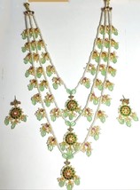 VeroniQ Trends-Teen Lada-Three Layered-Mughal Regal Handmade Kundan Necklace Set - £171.32 GBP