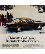 1972 Chrysler Plymouth Gold Duster Advertisement Automobilia Skiing DWII17 - $29.99