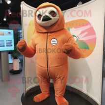 Peach Giant Sloth mascot costume character dressed with a Turtleneck and Lapel p - $1,249.00