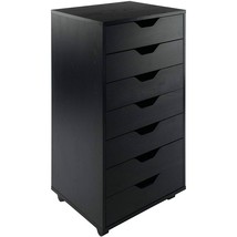 Modern Scandinavian Style 7-Drawer Storage Cabinet Chest in Black Finish - £211.54 GBP