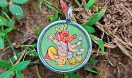 Handgefertigt handgemalt 925 Sterlingsilber Miniatur Ganesha Anhänger 23X30... - £15.59 GBP