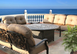 ELISABETH 6PC DEEP SEATING SET WITH FIRE PIT ROUND TABLE BRONZE - $4,395.00