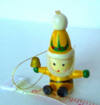 Christmas Elf Ornament 1 1/2&quot;  very miniature wooden hanging  decoration... - £3.90 GBP