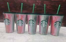 Starbucks Acrylic Tumbler, Logo With Red And Green 16 oz W/ Lid/Straw, L... - £45.37 GBP
