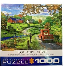 Red Pickup Truck Puzzle 1000 PC Jigsaw Farm Barn Fall Country Drive Scen... - $18.95
