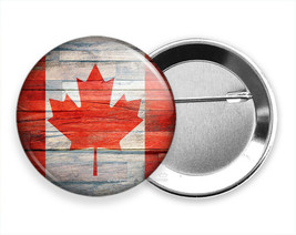 Rustic Canadian Flag Red Maple Leaf Canada Symbol Pin Pinback Button Gift Idea - £8.56 GBP+