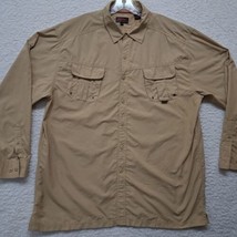 Wolverine Mens Navy Nylon Fishing Shirt  Long Roll Up Sleeve  XL Vented  - $12.55