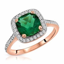 Galaxy Gold GG 1.85 Carat Total Weight 14K Solid Rose Gold Emerald Natural Diamo - £769.77 GBP