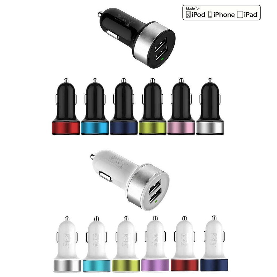 Color: SKY BLUE,Size: WHITE - Dual Port USB Car Adapter for your Smart P... - $29.67
