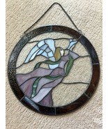 Beautiful Vintage Stained Glass Suncatcher Angel 12” Round Large Ready t... - $837.86 MXN