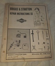 Vintage Briggs &amp; Stratton Repair Instructions III Manual - £14.69 GBP
