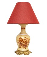 Gemarkte Art Nouveau Ceramic Table 1910 N.Fabric Shade Table Lamp Majolica - $4,987.94 MXN