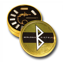 GOLD Key Ring BERLOQUE pinfire gun flintlock Caps pistol Complete Set me... - $170.00