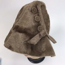 Vintage Hat BUCKET Pixie Twiggy Brown Faux Fur Mod Italy Monterey - £31.50 GBP