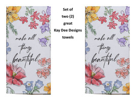 KAY DEE DESIGNS &quot;All Things Beautiful&quot; R7274~2 Dual Purpose Terry Towels~16&quot;x26″ - £12.71 GBP