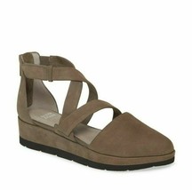 NEW EILEEN FISHER GRAY LEATHER PLATFORM WEDGE SANDALS  SIZE 8.5 M $225 - $99.99