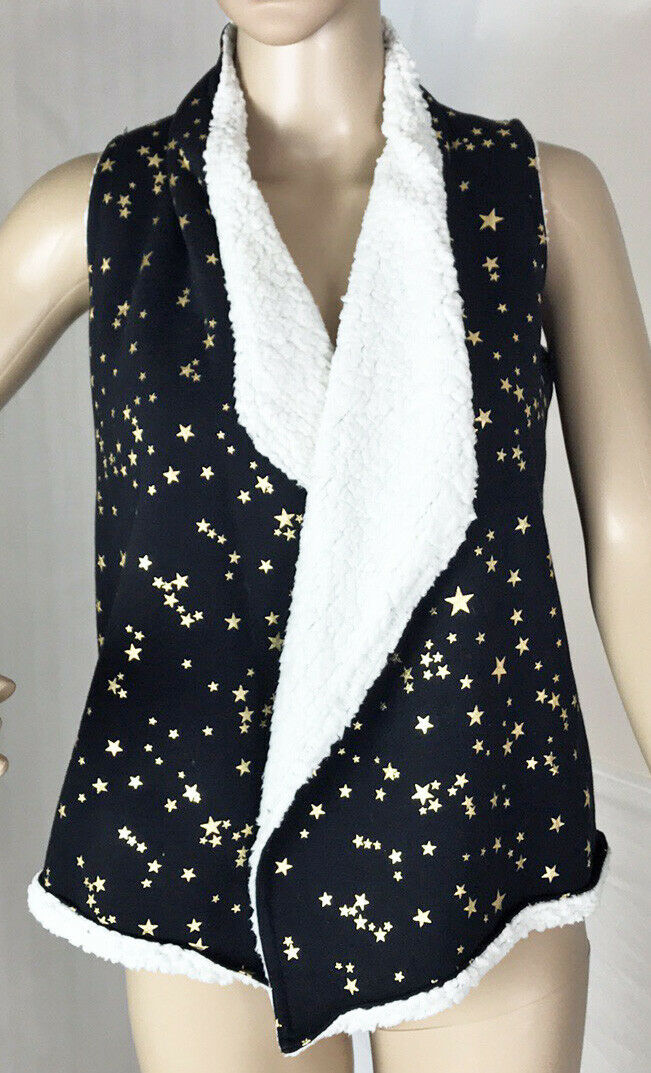 Epic Threads Girl's Vest Size M Night Garden Black w Gold Stars Fleece Lined NWT - $17.87