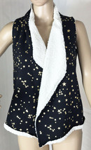 Epic Threads Girl&#39;s Vest Size M Night Garden Black w Gold Stars Fleece Lined NWT - £14.25 GBP