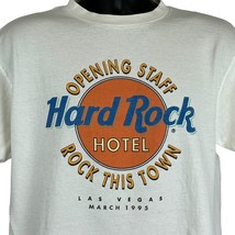 Hard Rock Cafe Hotel Las Vegas Vintage 90s T Shirt Large Casino Staff Mens White - £57.69 GBP