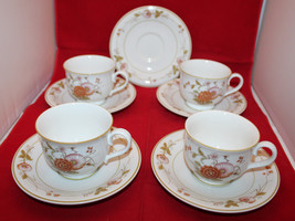 Noritake Versatone Hofgarten Footed Coffee Tea 4 Mug Cup 5 Saucer Set Japan - £56.73 GBP