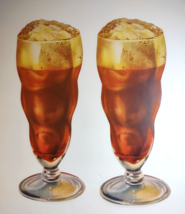 2 Chocolate Ice Cream Soda Floats Vintage Diecuts Paper Signs Original 1950s - £7.14 GBP