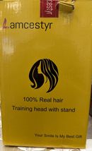 Lamcestyr Mannequin Hairdresser Training Head w/ Stand 100% Real Hair 16... - $49.49
