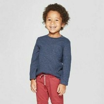 Cat &amp; Jack Toddler Boys&#39; Tonal Strip Long Sleeve T-Shirt with Pocket Nav... - £6.28 GBP