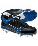 Mens Baseball Cleats Nike Air Show Elite Black Blue Low Metal Shoes $80-... - £18.20 GBP