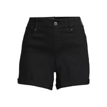 Time and Tru Women&#39;s Denim Shorts with Cuffed Hem, Black Size XL(16-18) - £16.61 GBP