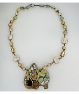 MARY LOU HIGGINS CERAMIC NECKLACE SIGNED 1979 Elephant Figures Beads - $5,900.32 MXN