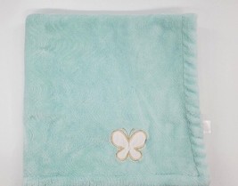 Mini Muffin Baby Blanket Mint Green Cream Butterfly Soft Sherpa Girl 30x30  B18 - £15.00 GBP